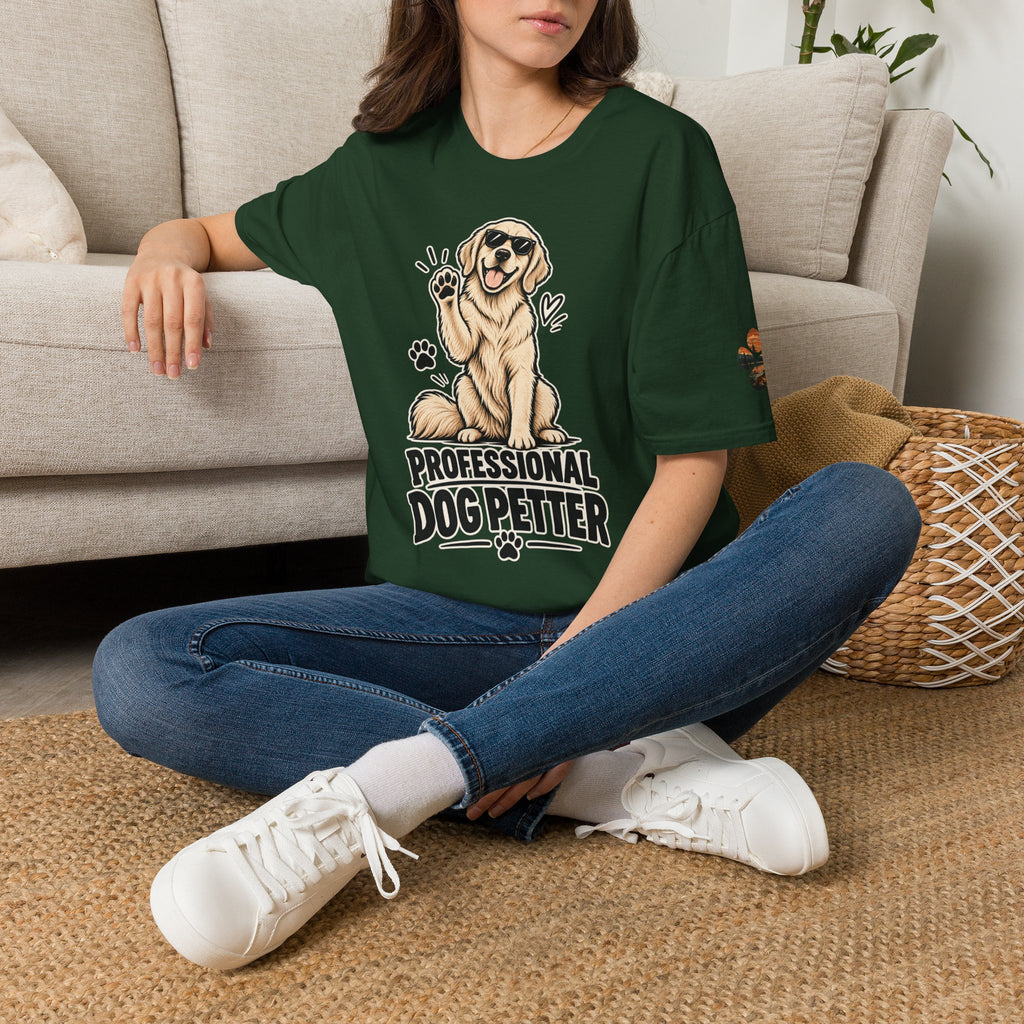 Professional Dog Petter T-Shirt — Cute Golden Retriever Paw Print Tee