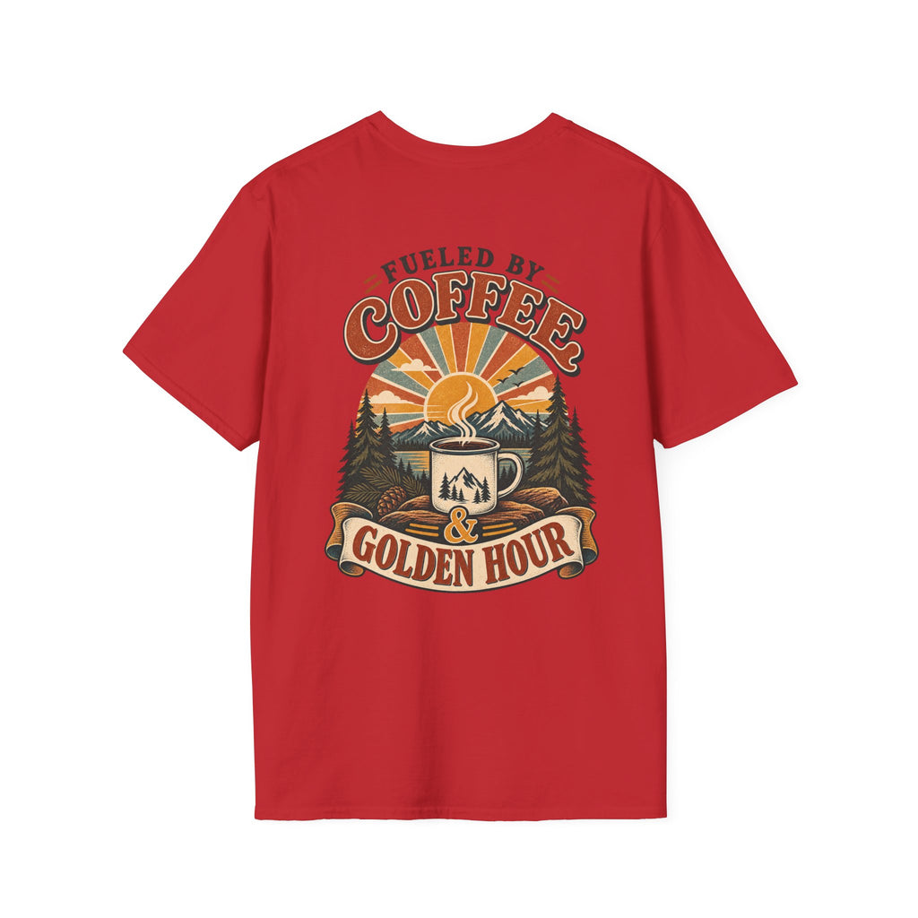Coffee & Golden Hour T-Shirt — Fueled by Coffee Vintage Outdoor Graphic Tee