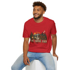 Cabin • Coffee • Calm T-Shirt — Rustic Cabin Coffee Graphic Tee