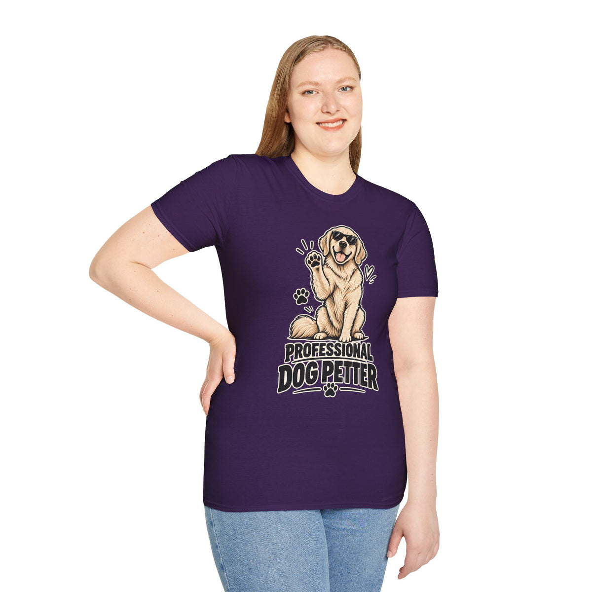 Professional Dog Petter T-Shirt — Cute Golden Retriever Paw Print Tee