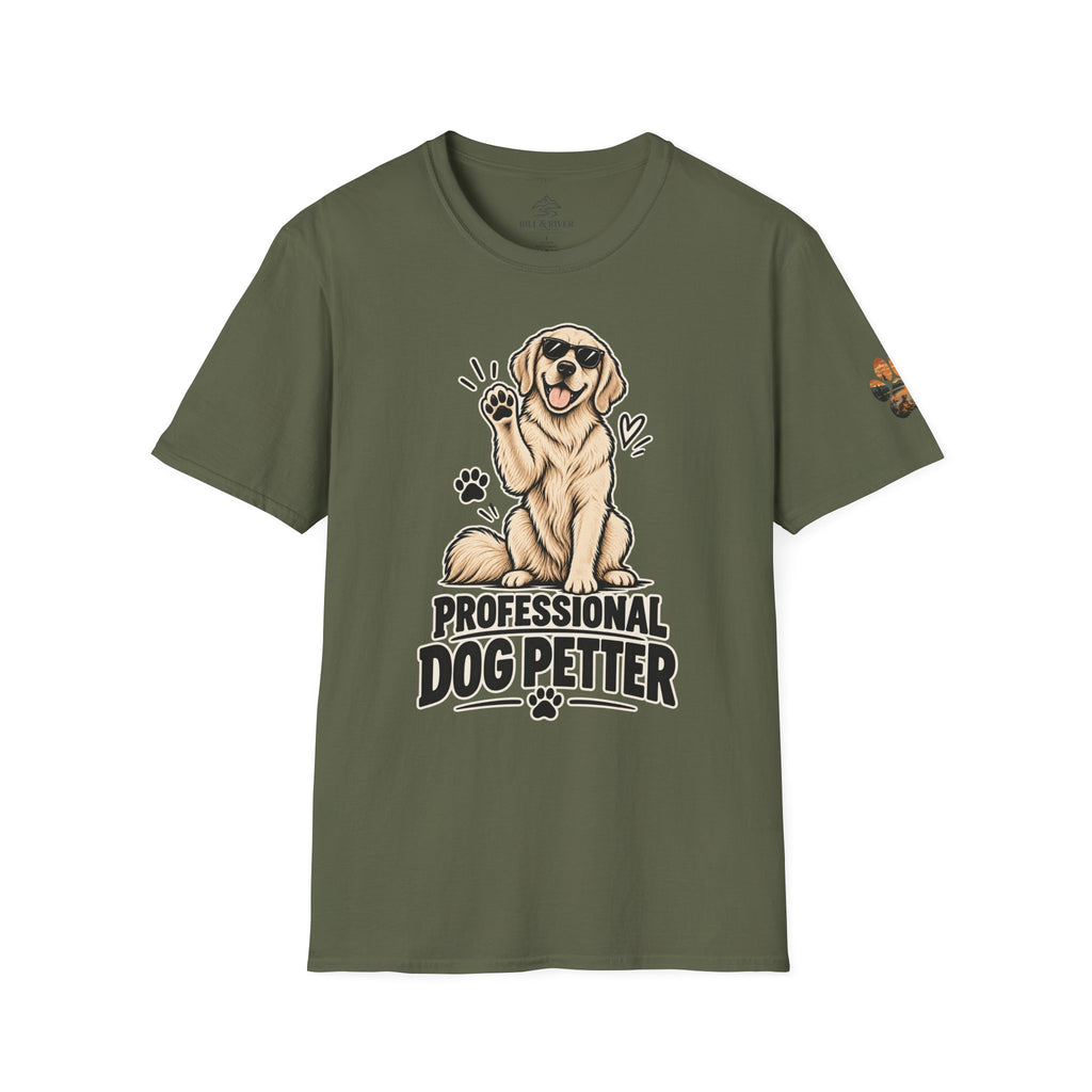 Professional Dog Petter T-Shirt — Cute Golden Retriever Paw Print Tee