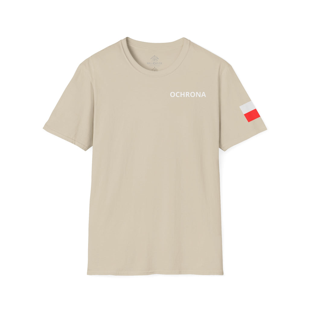 OCHRONA Security T‑Shirt — Polish Flag Sleeve Guard Tee