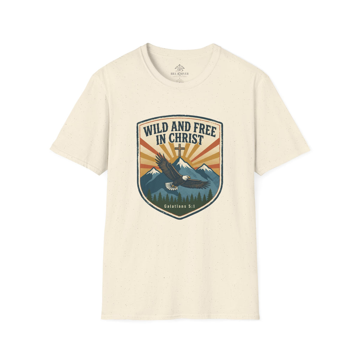 Christian Outdoors T-Shirt — "Wild and Free in Christ" Graphic
